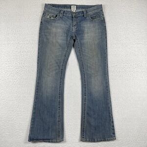 True Religion Jeans Womens 31 Blue Denim Rainbow Bobby Made In USA Y2K Flare